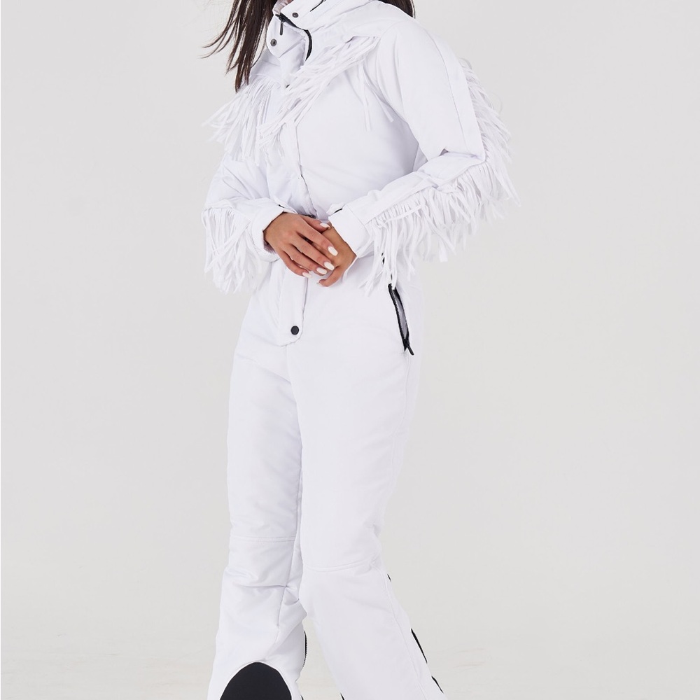 Women's White Fringe Ski Suit
